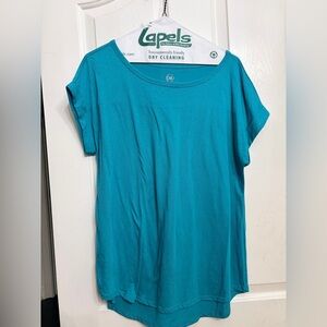 Cato Teal Short Sleeve Scoop Neck Top